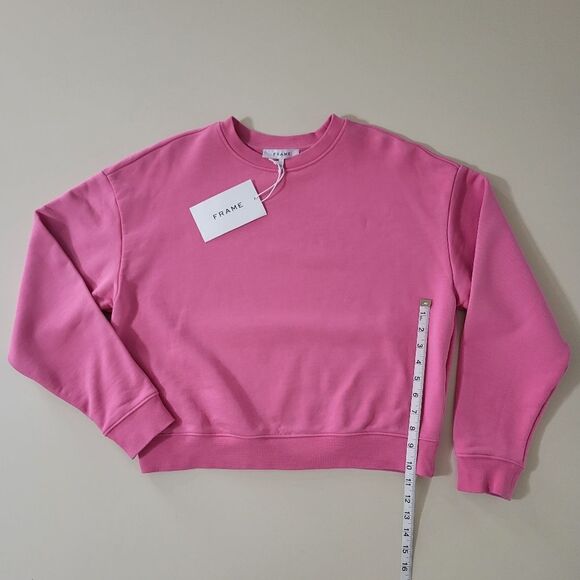 Frame Denim Oversized Crew Hot Pink Long Sleeve Sweatshirt - Picture 11 of 16